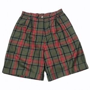 Vintage High Waist Plaid Wool Shorts
